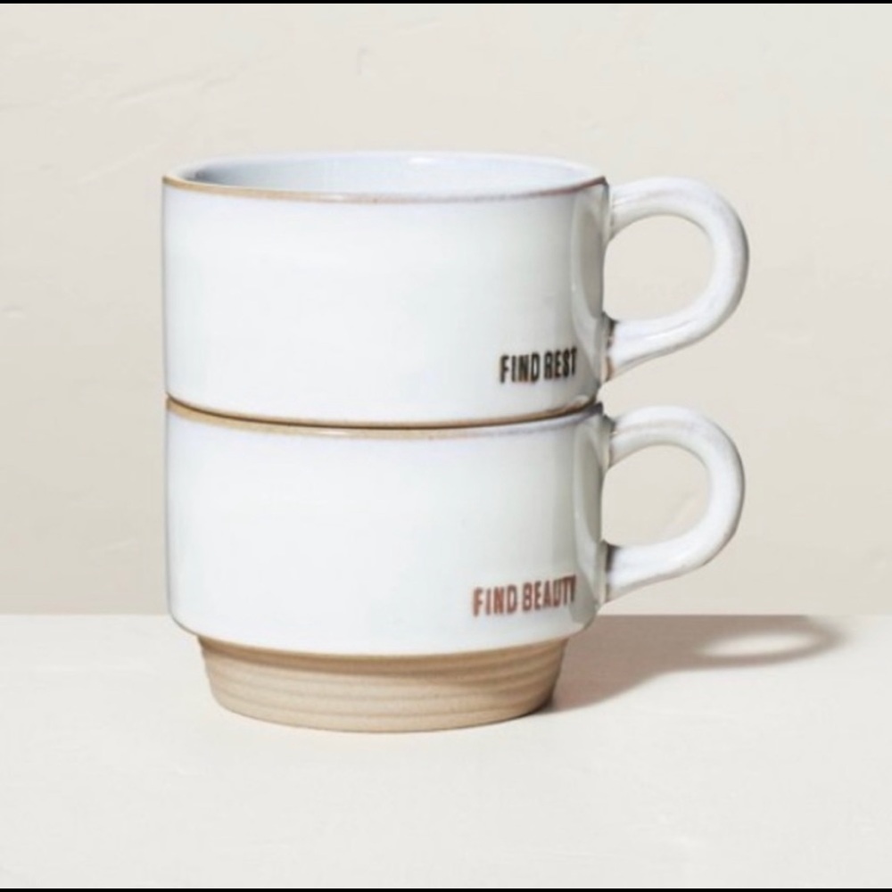 Hearth & Hand Stackable Mugs+Find Beauty+Rest+10oz - Picture 1 of 5